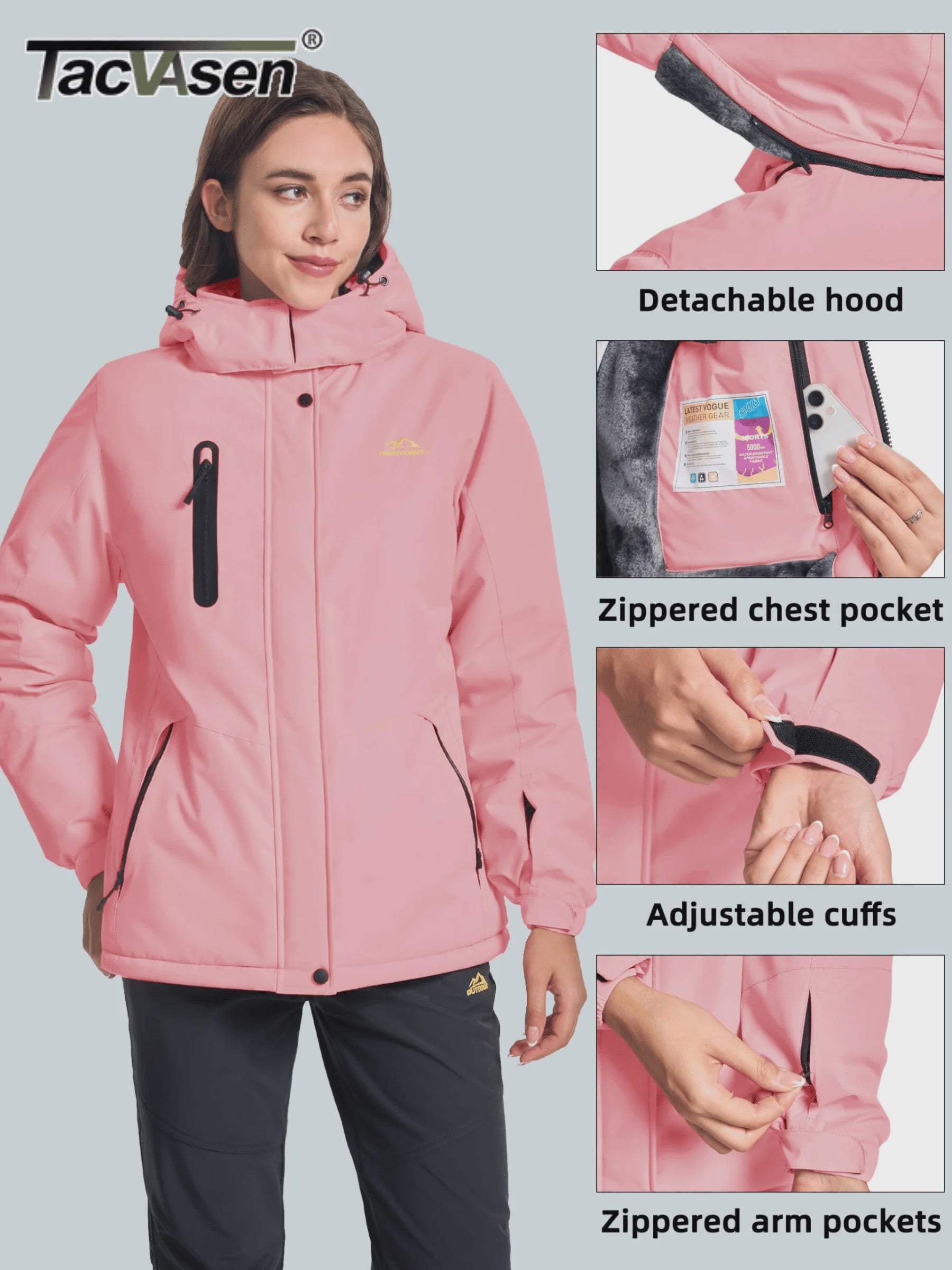 TACVASEN Dames Winter Parka Jas - Fleece gevoerd, Waterdicht & Winddicht Ski Jack