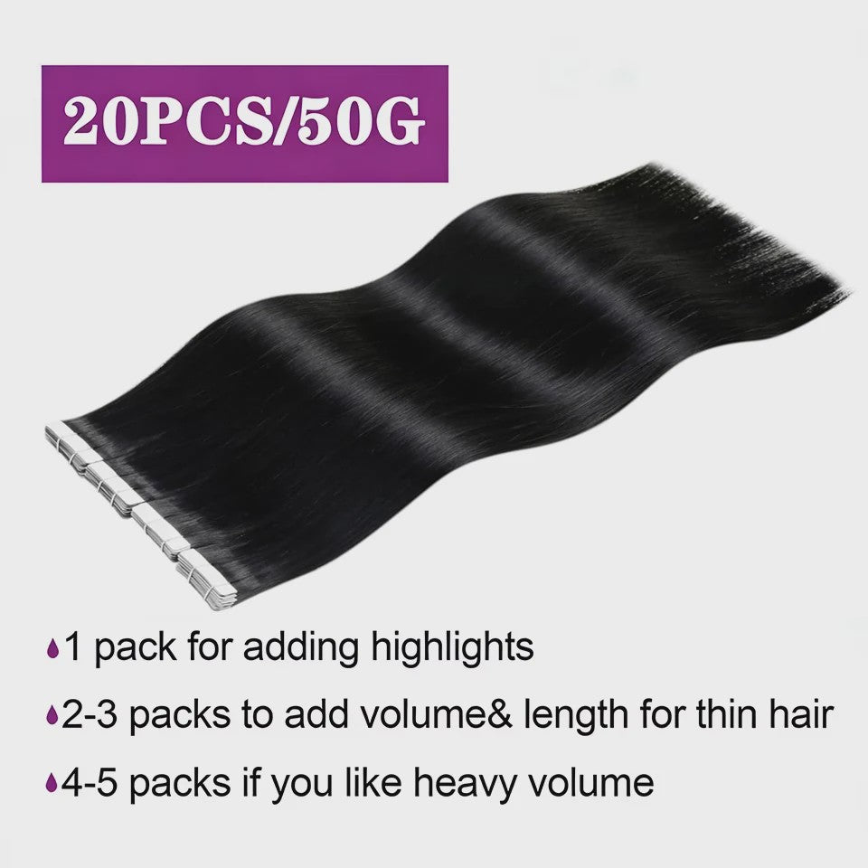 Tape-in Haarverlengingen 100% Echt Menselijk Haar - Kleur #2 - Naadloos & Zacht