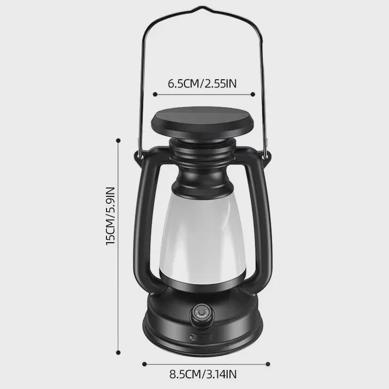 Retro Camping Lantaarn met Sfeerverlichting - Oplaadbaar & Dimbaar