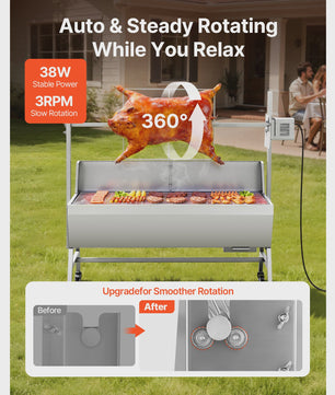 Professionele Rotisserie BBQ Spit 47.95 inch - Elektrische Draaier voor Varken, Lam & Meer (132 LBS)