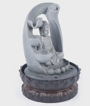 Boeddha Waterfontein met LED Licht en Lotus Basis - Rustgevend Geluid voor Huis, Kantoor, Yoga & Meditatie