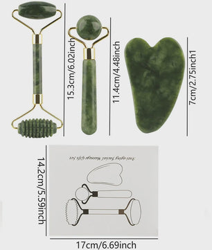 3-in-1 Gezichtsroller & Gua Sha Set - Jade Roller, Oogroller & Gezichtsmassage Tools