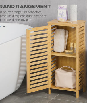 Kleankin Bamboe Badkamerkast met Verstelbare Plank - 30x70 cm
