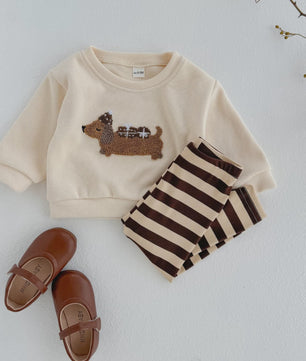 Schattige Baby Jongens & Meisjes Trainingspak Set met Cartoon Puppy | Lange Mouwen Outfit