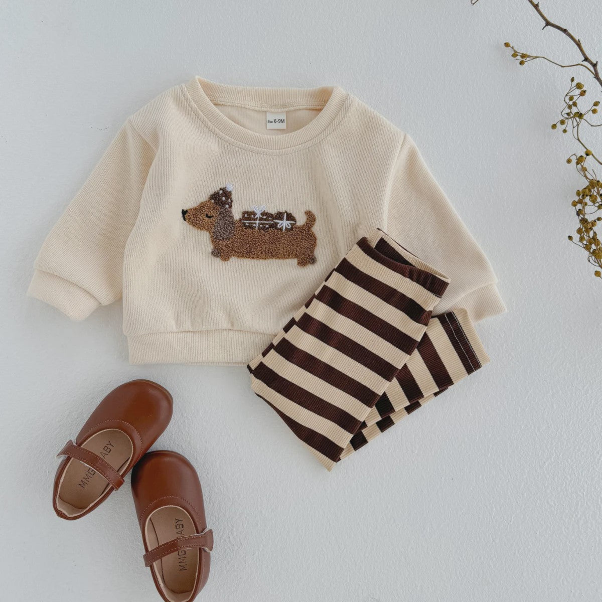 Schattige Baby Jongens & Meisjes Trainingspak Set met Cartoon Puppy | Lange Mouwen Outfit