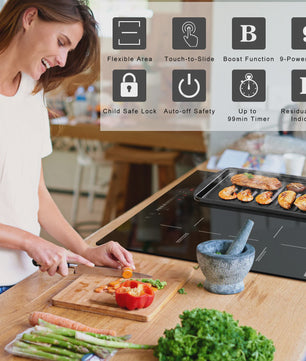 Karinear Inbouw Inductie Kookplaat 4 Zones Flexzone 7200W met Slider Control & Boost