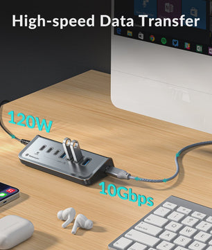 Yottamaster USB 3.2 Hub 10Gbps Type-C Docking Station met 5x USB 3.0 Poorten