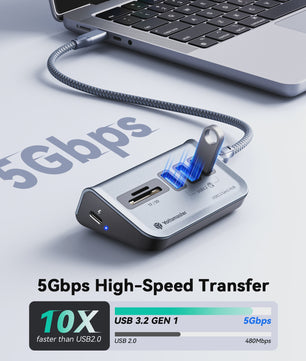 Yottamaster USB 3.2 Gen2 Docking Station Hub met 5Gbps, Multi-Poort SD Kaartlezer & Type-C