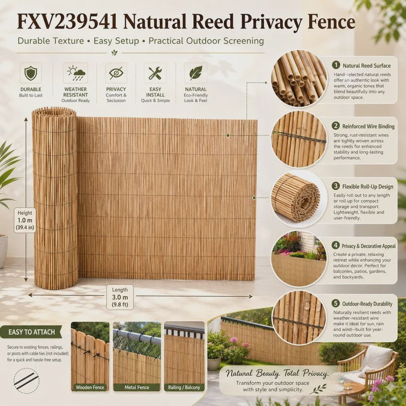 Natuurlijke Rietenschutting 100x1000cm - Privacy & Decoratie voor Tuin en Balkon