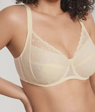 Elegante Kanten Minimizer Bh met Polkadot Dessin - Volledige Bedekking & Stevigheid