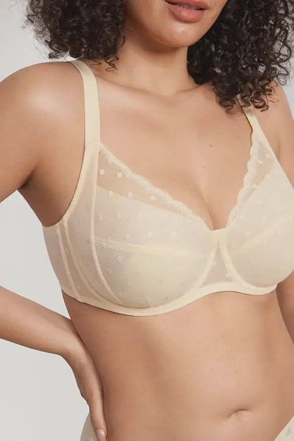Elegante Kanten Minimizer Bh met Polkadot Dessin - Volledige Bedekking & Stevigheid