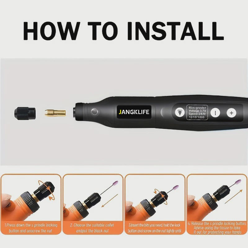 Draadloze Roterende Tool Kit: Graveerpen voor Hout, Metaal, Glas & Sieraden - DIY Mini Boormachine met USB
