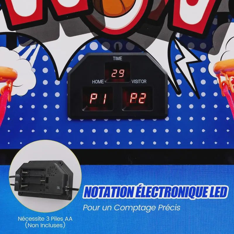 Arcade Basketbal Machine 8-in-1 met 4 Ballen, Pomp & 8 Spelmodi - Blauw