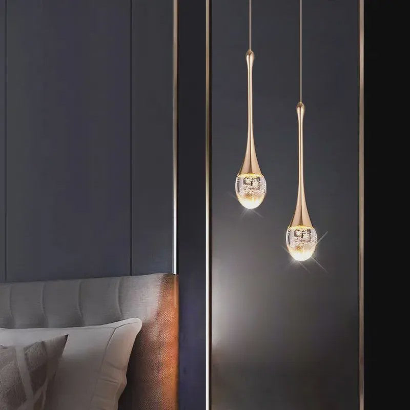 Moderne Druppel Kristal Hanglamp met Bubbel Effect - Sfeervolle Verlichting voor Keuken, Eettafel en Woonkamer