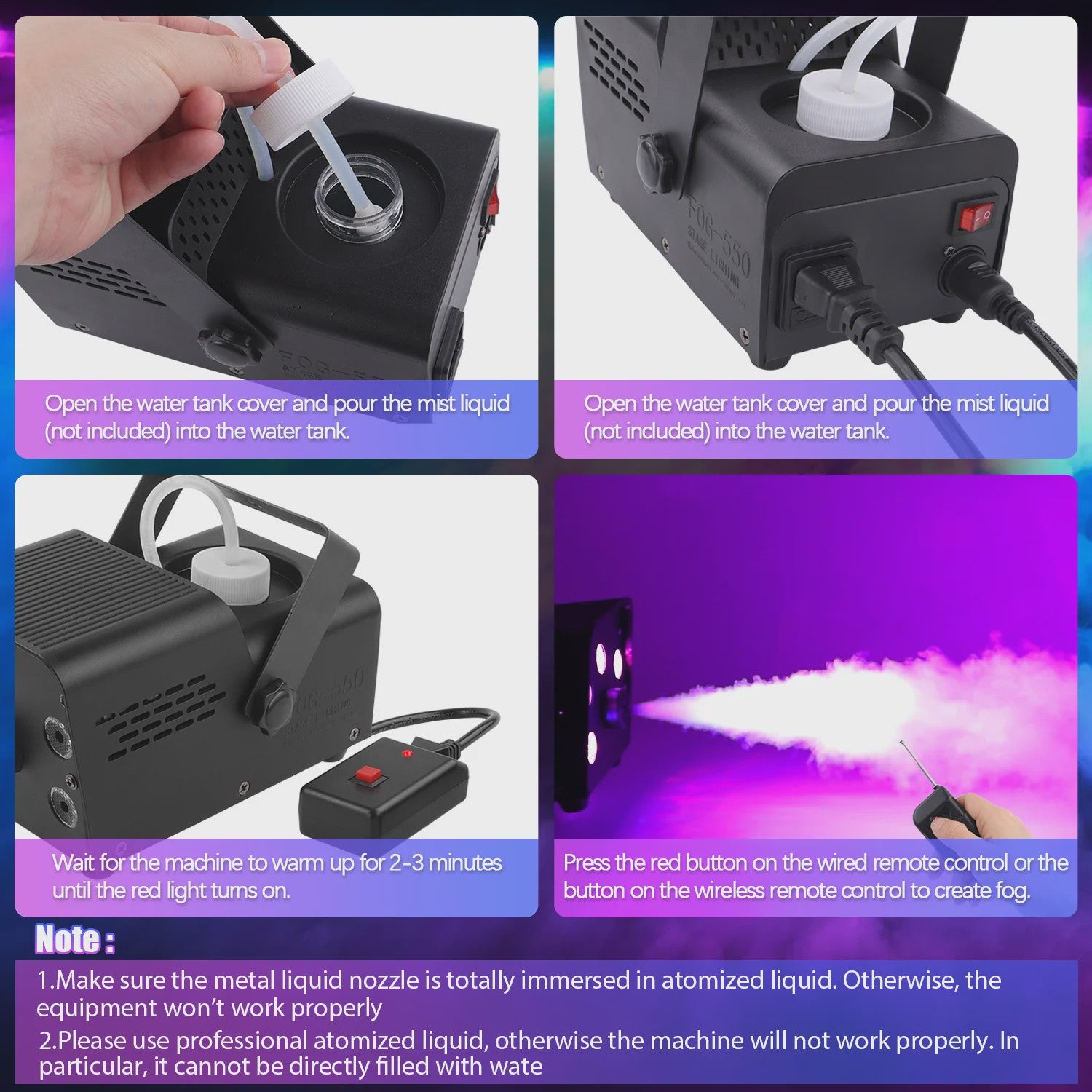 Krachtige 500W Rookmachine met 5 RGB LED's en Draadloze Afstandsbediening - Feest & DJ Verlichting