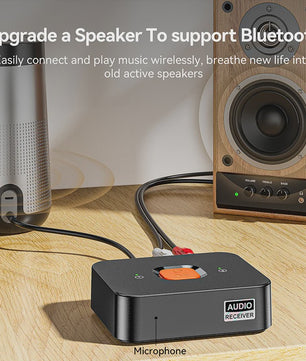 Bluetooth 6.0 Audio Ontvanger met Microfoon - Draadloze AUX & RCA Adapter voor Auto, Speaker & Versterker