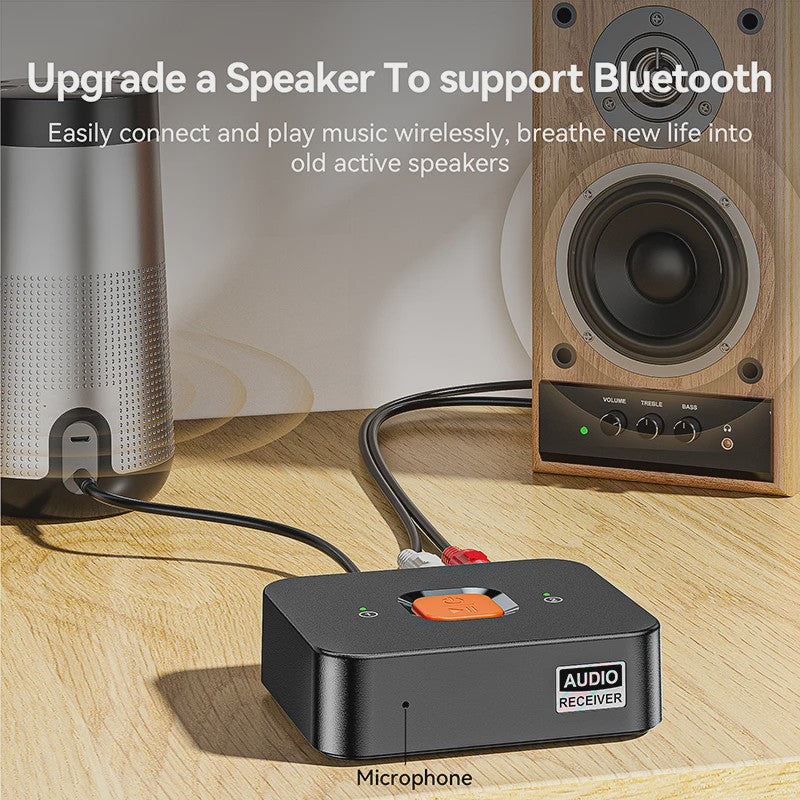 Bluetooth 6.0 Audio Ontvanger met Microfoon - Draadloze AUX & RCA Adapter voor Auto, Speaker & Versterker