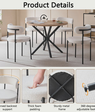 Nordic Stijl Teddy Velvet Eetkamerstoelen - Set van 2, 4 of 6