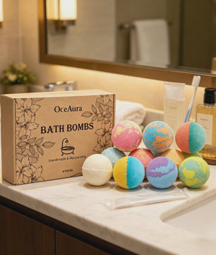 OceAura Luxe Badzout Set - 6x Ontspannende Bath Bombs met Lily, Rose & Rosemary - Huidverbeterend & Hydraterend