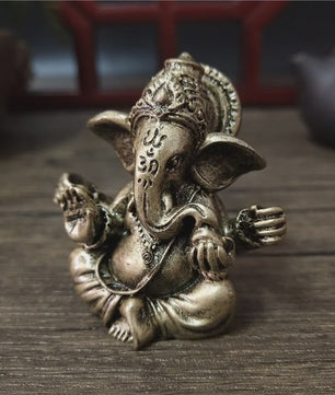 Ganesha Beeldje Bronskleurig - Hindoeïstische God Sculptuur voor Huis & Kantoor Decoratie