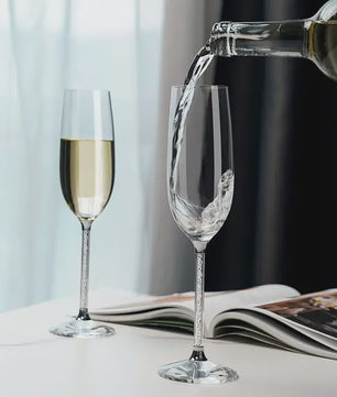 Luxe Kristallen Champagneglazen Set - Handgemaakt met Diamant-look Stijl - Perfect voor Koppels