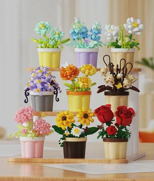 Bouwstenen Bloemen in Pot - Creatieve Mini Bloemenboeketten Bouwpakketten