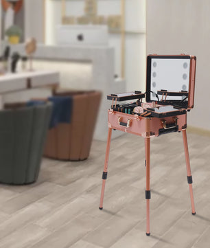Mobiele Make-up Studio met LED Verlichting, Verstelbaar Statief & Wielen