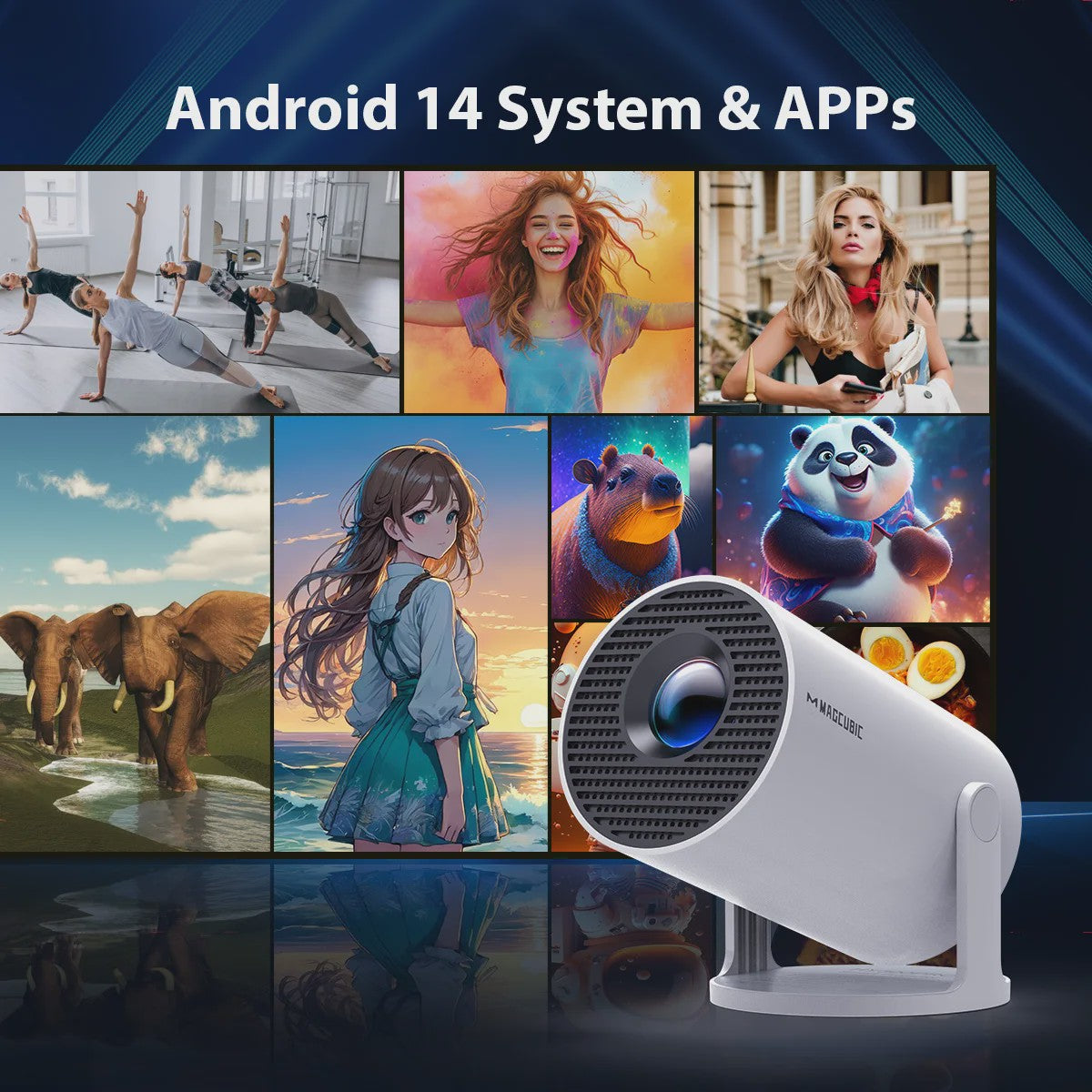 Magcubic HY300 Pro+ Mini Beamer: 8K Ondersteuning, Wifi6, Android, Draagbaar Home Theater