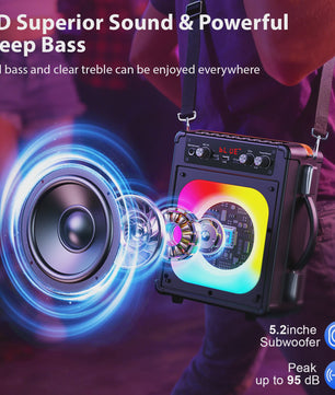 FanFun TX06 Karaoke Speaker met 2 Draadloze Microfoons & Feestverlichting