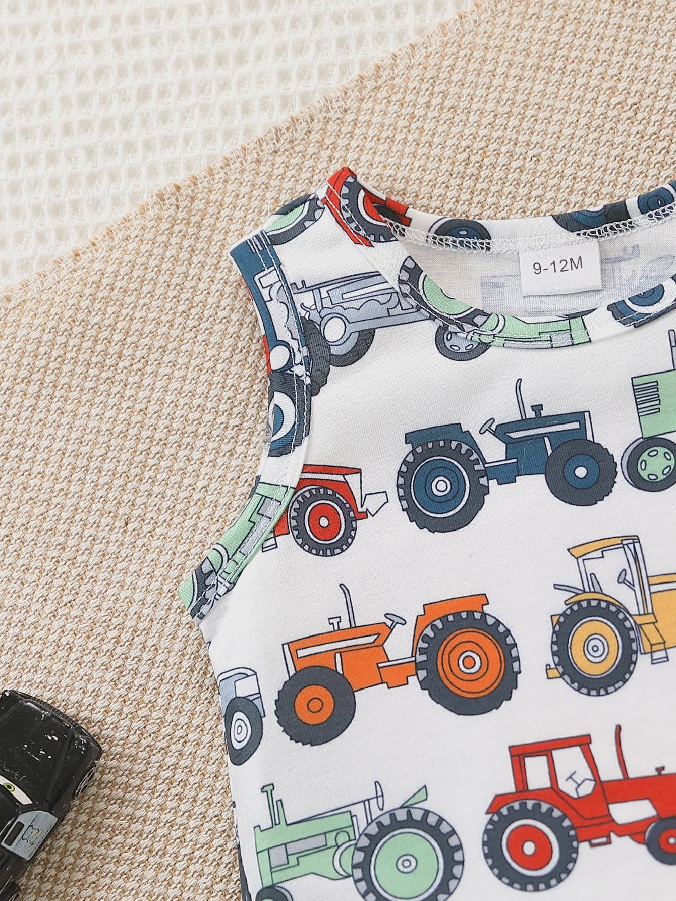 Zomer Set Baby Jongens: Tractor Print Tanktop & Shorts