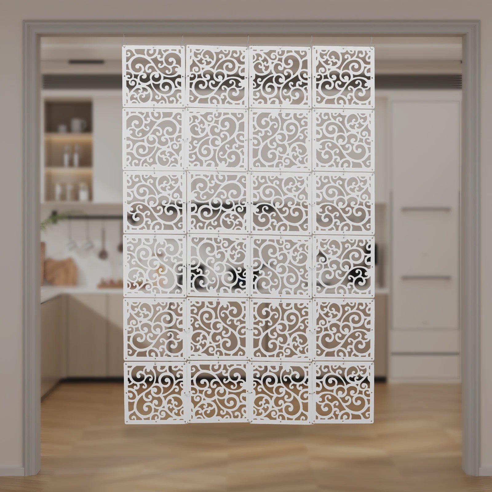24 Stuks Hangende Kamerverdeler Schermen met Ranken Bloemenpatroon - Decoratie & Privacy