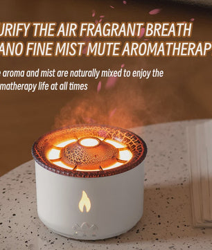 Vulkaanas Aroma Diffuser met Vlam & Kwallen Rookeffect - Luchtbevochtiger & Aromatherapie