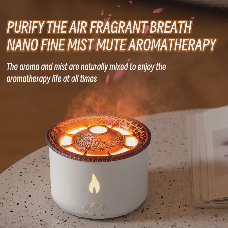 Vulkaanas Aroma Diffuser met Vlam & Kwallen Rookeffect - Luchtbevochtiger & Aromatherapie