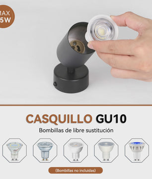 Moderne Zwarte Plafondspot GU10 - Verstelbaar en Vervangbare Lamp