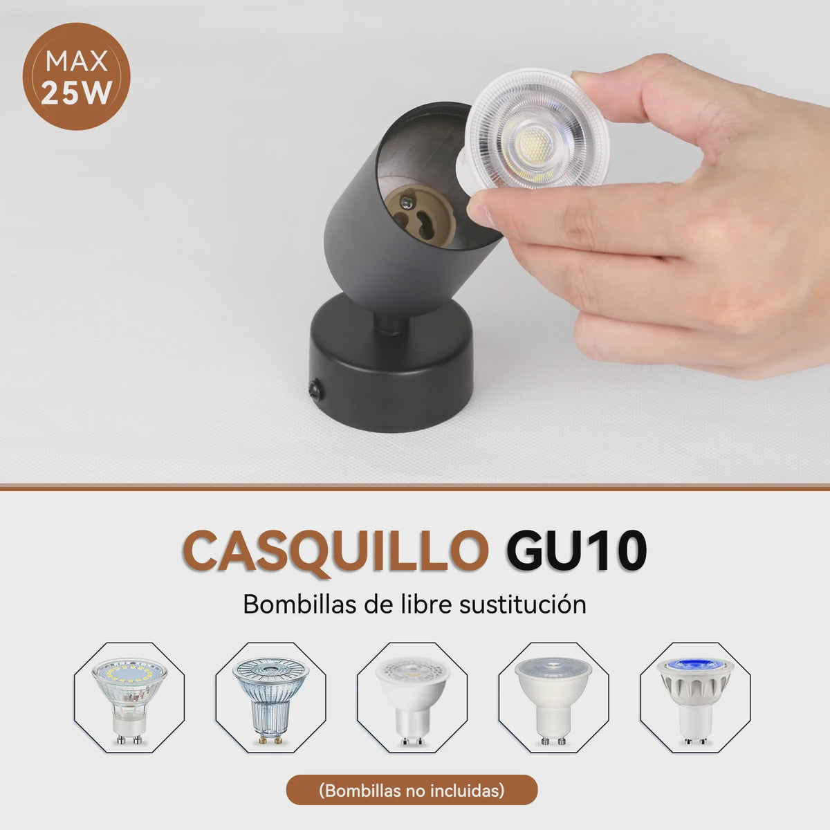 Moderne Zwarte Plafondspot GU10 - Verstelbaar en Vervangbare Lamp