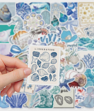 10/30/50/100 Stuks Leuke INS Stijl Cartoon Blauw Roze Kust Esthetiek Stickers DIY Laptop Notebook Koffer Decoratie