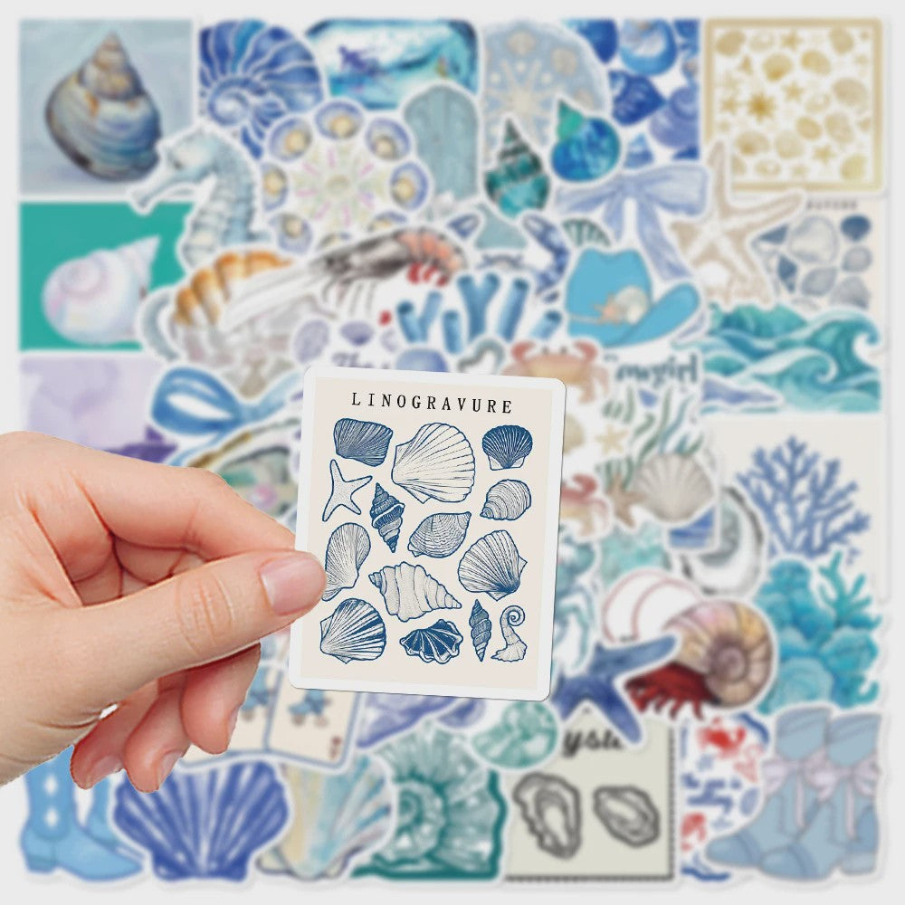 10/30/50/100 Stuks Leuke INS Stijl Cartoon Blauw Roze Kust Esthetiek Stickers DIY Laptop Notebook Koffer Decoratie
