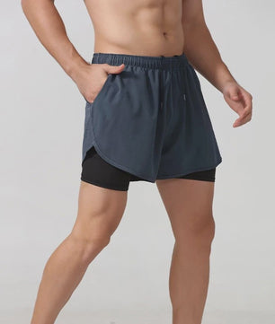 Heren Sportshorts Dubbellaags - Sneldrogend & Comfortabel voor Fitness en Hardlopen