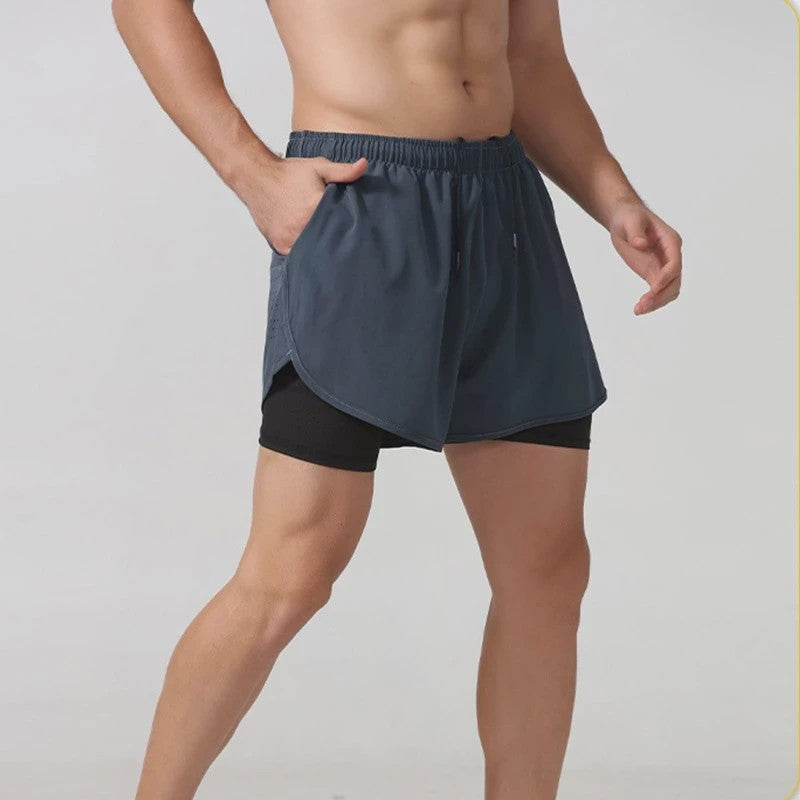 Heren Sportshorts Dubbellaags - Sneldrogend & Comfortabel voor Fitness en Hardlopen