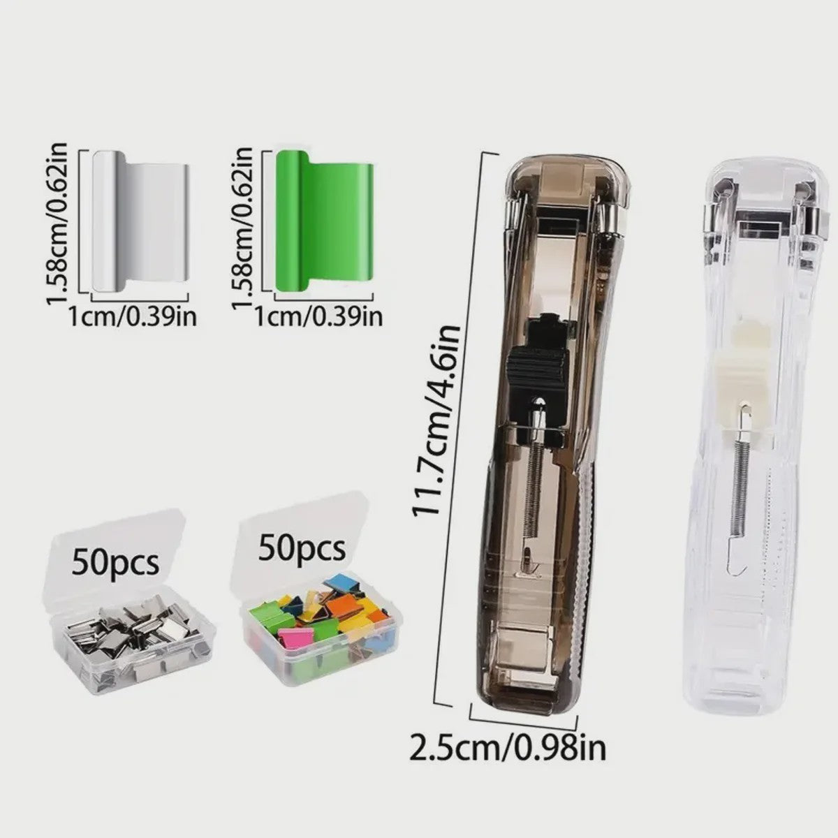Set van 2 Nietloze Nietmachines met 100 Herbruikbare Paperclips - Papierklemmen