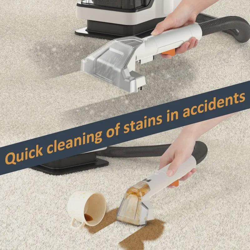 Draagbare Tapijtreiniger 750W - Krachtige Spray & Zuigfunctie voor Vlekken en Huisdieren