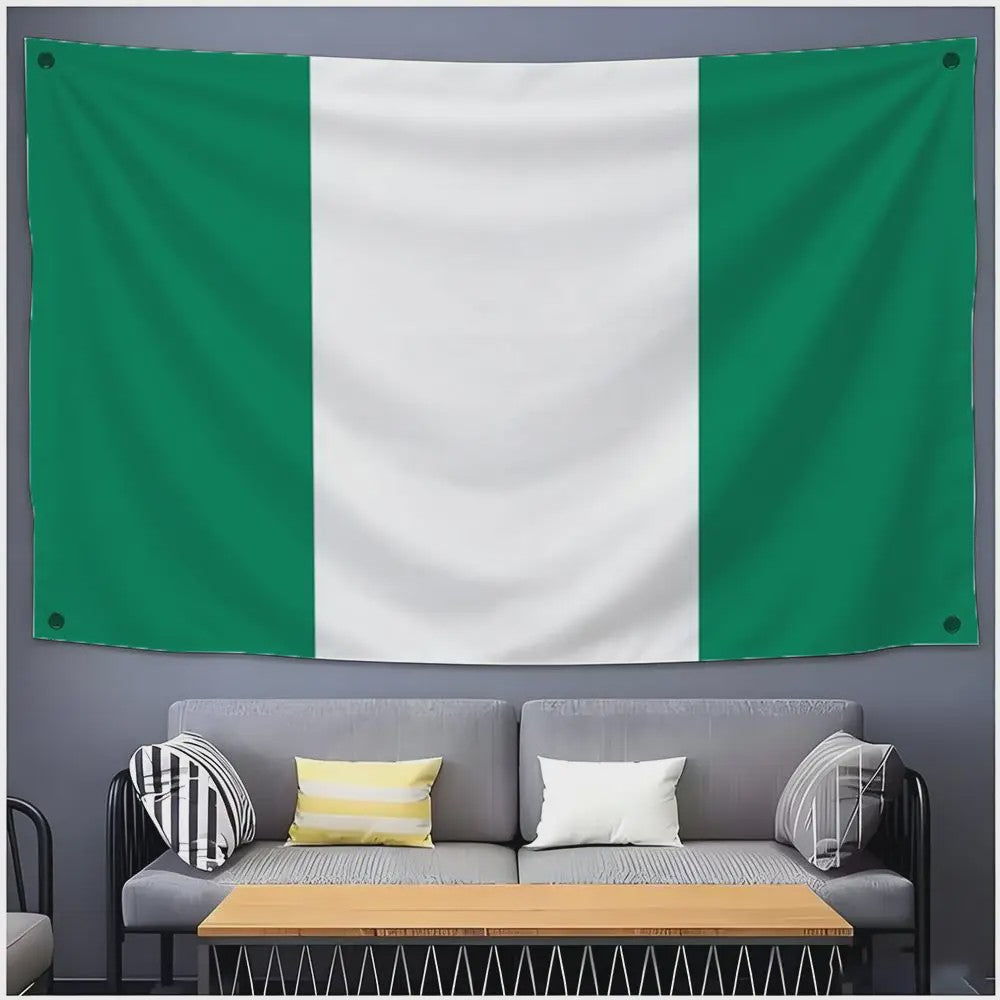 Nigeria Vlag Wanddecoratie - Makkelijk Ophangen, Lichtgewicht & Kleurrijk