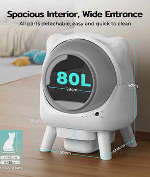 Automatische Zelfreinigende Kattenbak Amicura-X1 - Extra Groot (80L) met App Bediening