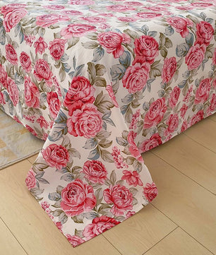Rood Bloemenprint Top Sheet - Diverse Maten - 150x200 cm