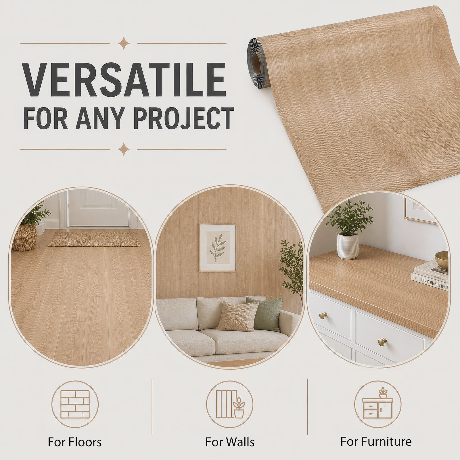 Oak Bruin Vinyl Wrap met Houtnerf Effect - Zelfklevend Behang voor Meubels & Muren (40x300cm)