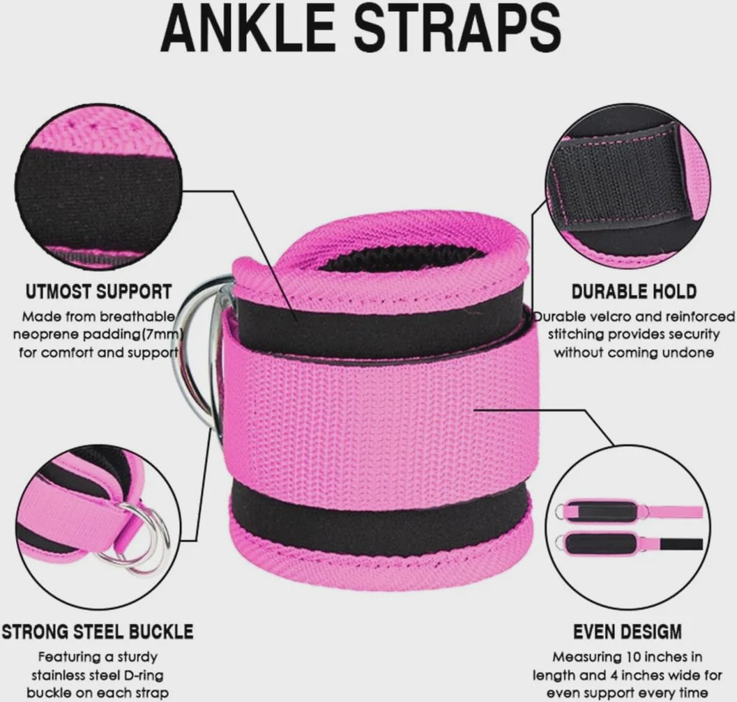 Verstelbare Enkelbanden met D-Ring voor Kabelmachine - Fitness, Glute Kickbacks & Been Training