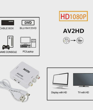 Mini HDMI naar RCA AV Converter met Upscaler - Full HD 1080P