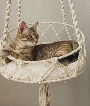 Handgeweven Macramé Kattenhangmat - Boho Stijl Hangend Kattenbed