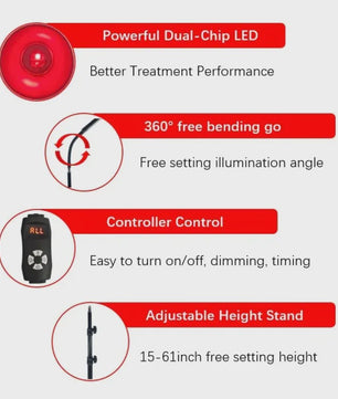 Roodlichttherapie Lamp met Verstelbare Stand - Dual Chip 660/850nm voor Pijnverlichting & Huidverzorging