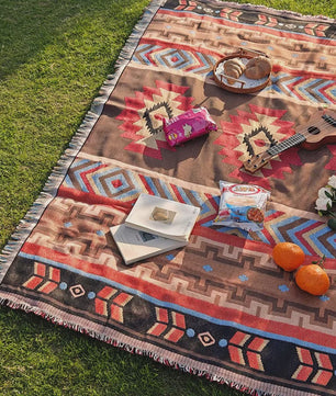Veelzijdige Bohemian Deken in Westerse Stijl - Perfect voor Buiten, Camping, Picknick & Sofa